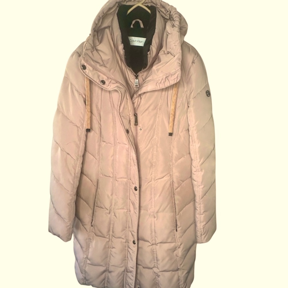 Calvin Klein Lilac Hooded Puffer Coat